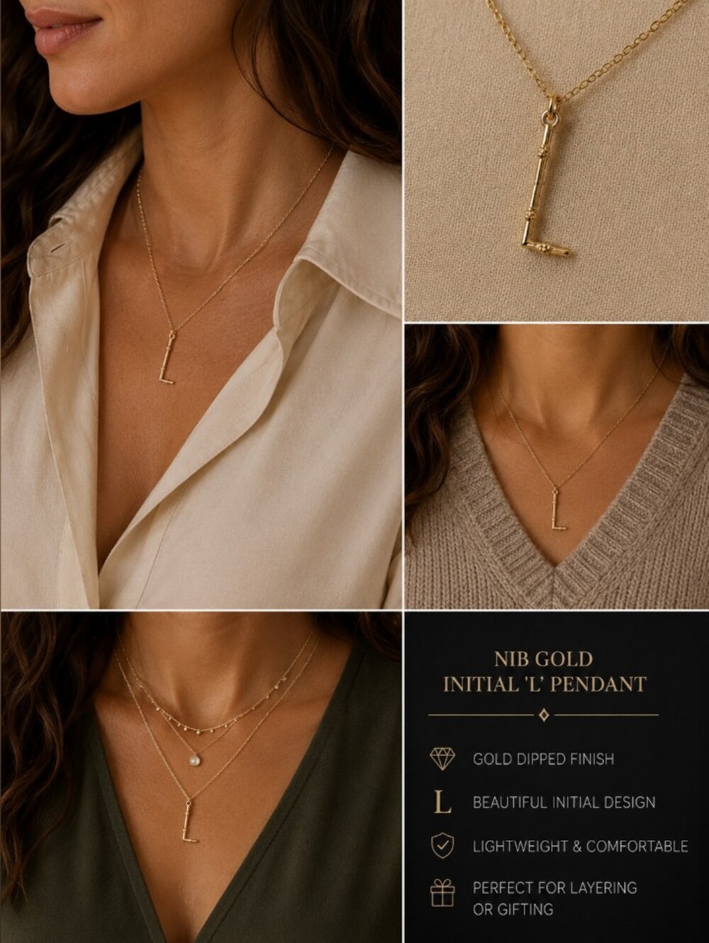NIB Gold Initial 'L' Pendant Necklace - Women's Jewelry